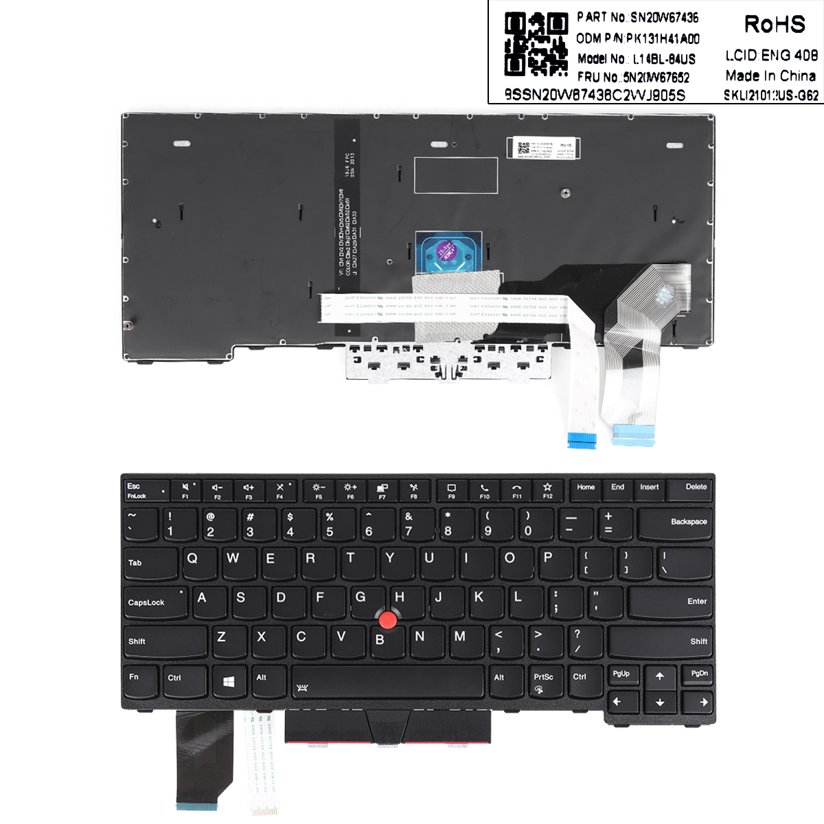 Picture of New Replacement Laptop Keyboard For lenovo IBM Thinkpad L14 L14 gen 1 L14 gen 2 BLACK（Backlit） US Layout
